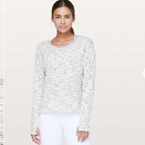 Lululemon Sweat Embrace Long Sleeve Shirt Tiger Space Dye Black White Size 8
